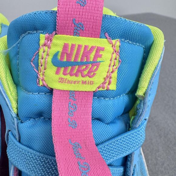 Nike Blazer Mid Shoes Youth Size 3Y Blue Pink Volt Just Do It DQ6085-400 - Picture 6 of 11